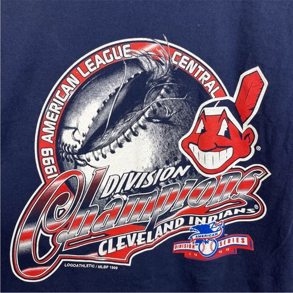 Vtg Cleveland Indians Tshirt MLB Chief Wahoo 1999 AL Champs Logo Athletic Sz M - Picture 2 of 12